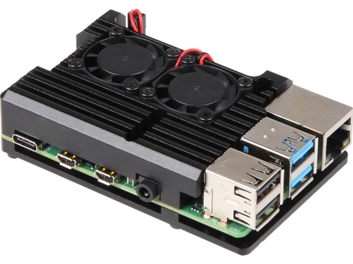 [H63813] Alu. kabinet til Raspberry Pi 4B - Aktiv køling, Sort