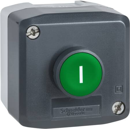 [7517900081] Trykknapbox grå/sort m/1xNO " I "