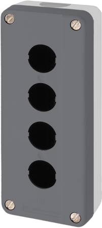 [7517900036] Trykknapbox tom med 4 hul grå/sort
