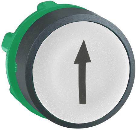 [7517903169] Harmony trykknapshoved i plast med fjeder-retur og plan trykflade i hvid farve med sort "pil op" s