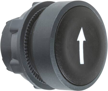 [7517903172] Harmony trykknapshoved i plast med fjeder-retur og plan trykflade i sort farve med hvidt "pil ned"