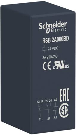 [7522600509] Stikbensrelæ 2C/O 8A 24VDC