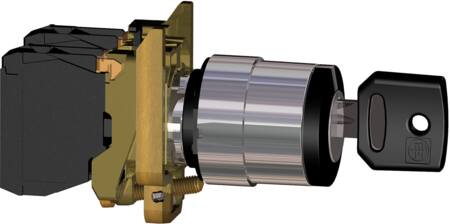 [7517800110] Harmony nøgleafbryder komplet med 2 faste positioner og nøgle (Ronis 455) ud i V+H 1xNO XB4BG41