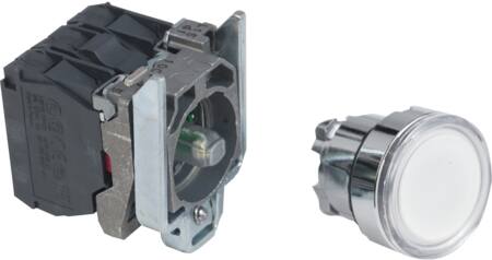 [7517800602] Harmony lampetryk komplet med LED og plan trykflade med fjeder-retur i hvid farve 24VAC/DC forsyning