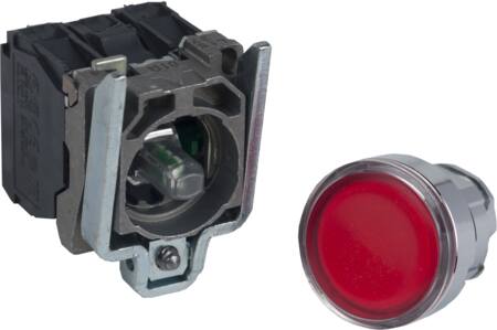 [7517800725] Harmony lampetryk komplet med LED og plan trykflade med fjeder-retur i rød farve 24VAC/DC forsyning