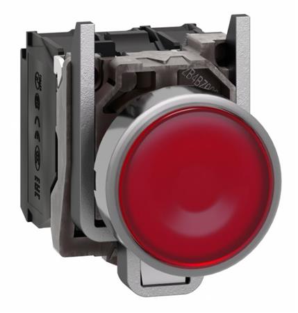 [7517800741] Harmony lampetryk komplet med LED og plan trykflade med fjeder-retur i rød farve 230-240VAC forsynin