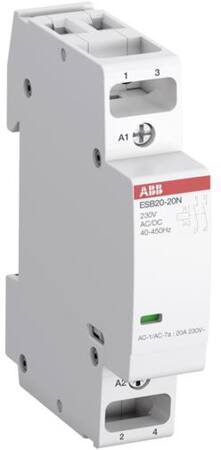 [2122825462] Installationskontaktor 2-polet 2NO AC-1 20A ved 55 grader 250V AC styrespænding 230V AC/DC