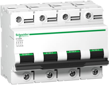 [3322067252] Automatsikring C120N 4P 125A mono terminal C 10kA 400V B: 108mm A9N18376