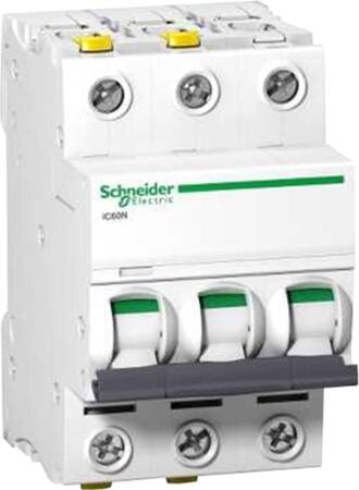 [3322061009] Acti9 Automatsikring iC60N 3P 6A C med dobbelt terminal 54 mm