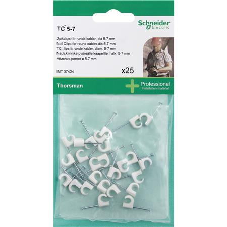 [9139152532] Thorsman clips hvid 25 stk ledningsclips rund 5-7