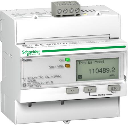 [3398991459] Acti9 3 faset Kilowatt-time måler til montering på DIN skinne.måler i 4 kvadranter flere tariffer m