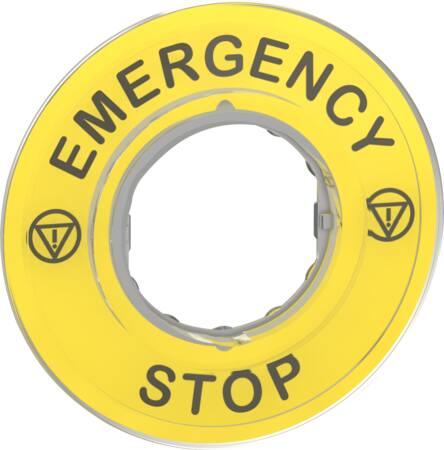 [7517815972] Skilt til nødstop i 3D design Ø60 sprog engelsk