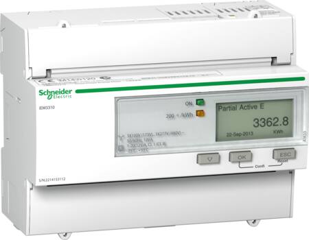 [3398516410] Acti9 3 faset Kilowatt-time måler til montering på DIN skinne med tæller og pulsudgang - MID certifi