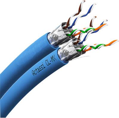 [1083000204] Actassi skærmet datakabel Cat 6A F/FTP 2x4P CL-MX 550MHz 500M Dca blå separationsklasse C