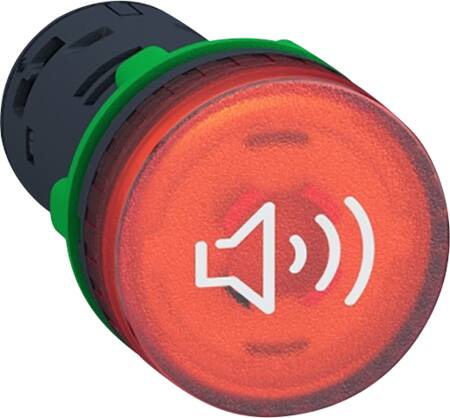[7517917155] Ø22 mm lydgiver med rød LED og enten konstant eller bibbende tone 24V AC/DC forsyning