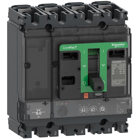 [3322738688] Maksimalafbryder ComPacT NSX250F 36 kA ved 415 VAC MicroLogic 2.2 strømrelæ 250 A 4 poler 4 beskytte