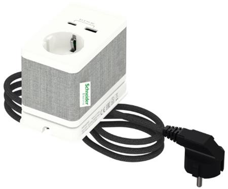 [9139124120] Bord stikk. enkelt m/USB A/C hvid