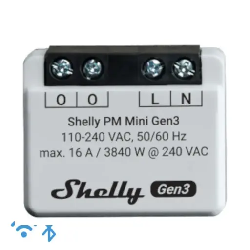 [5401026336] Shelly PM Mini (GEN 3) - WiFI effektmåler uden relæ (230VAC)