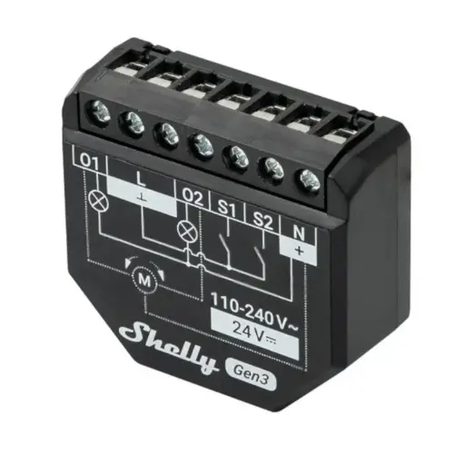 [5401038077] Shelly 2PM Gen3 - WiFi relæ/jalousi 2 kanaler med effektmåling (24VDC/230VAC)