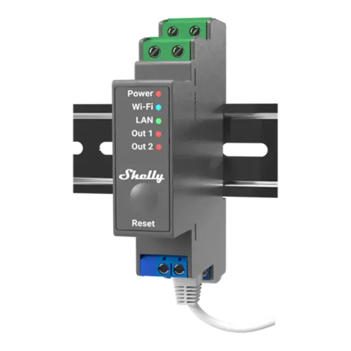 [5401018812] Shelly Pro 2 - WiFI relæ 2 kanaler med potentialfrit kontaktsæt (110-240VAC)