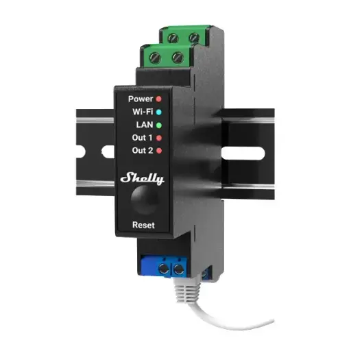 [5401018845] Shelly Pro 2PM - WiFi relæ/jalousi 2 kanaler med effektmåling (110-240VAC)