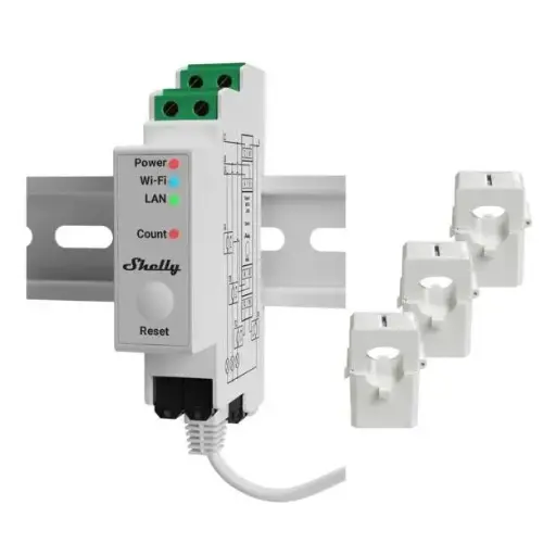 [5401018931] Shelly Pro 3EM - WiFi 3-faset energimåler 120A