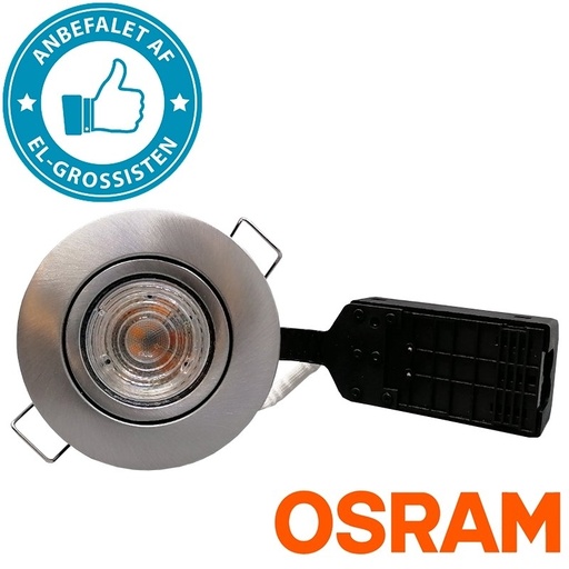 [86553758] Pro indbygningsspot m. dæmpbar 4,5W Osram LED pære - Super farvegengivelse - Børstet