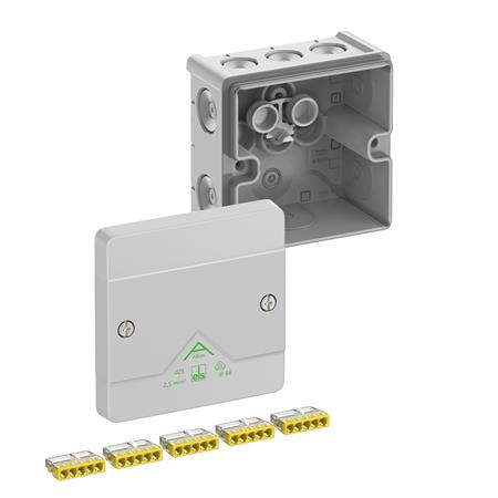[5401028067] Forgreningsdåse Abox 025-2,5mm2 87X87x52mm grå IP66