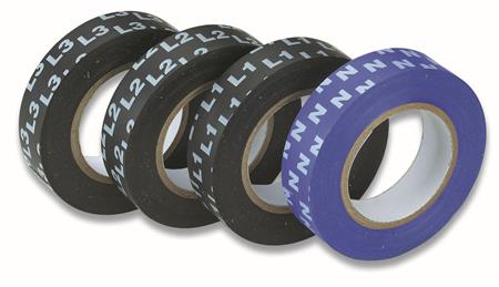 [0939005011] TAPE PVC SORT M/HVID TEKST L1 15MMX10M
