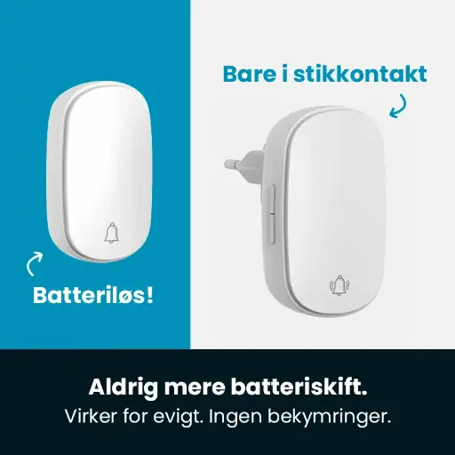 [081000] Divo trådløs dørklokke 230V m/tryk hvid