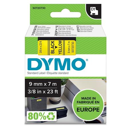 [9797100515] DYMO D1 tape sort/gul 9mmx7m