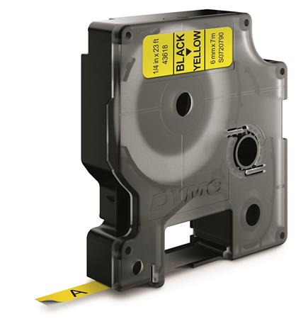 [9797100366] DYMO D1 tape sort/gul 6mmx7m