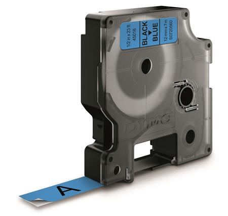 [9797300535] DYMOTAPE D1 12MMX7M SORT/BLÅ