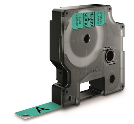 [9797300564] DYMO D1 tape sort/grøn 12mmx7m