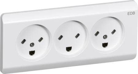 [1017031566] OPUS 66 indsats standard stikkontakt planforsænket tripel EDB 2-pol med jord hvid