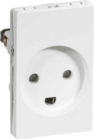 [1017060236] FUGA stikkontakt 2-polet med jord 1,5 modul hvid 100 stk. bulkforpakning
