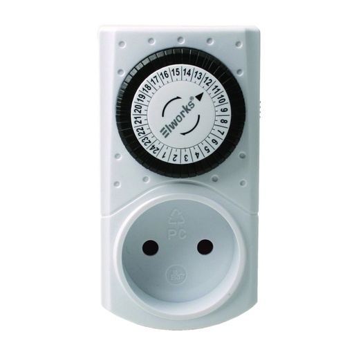 [7823990138] Døgnur mini timer mekanisk, hvid