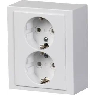 [5401006173] ABB UDVENDIG DOBBELT STIKKONTAKT HVID