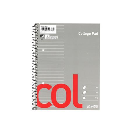 [1897013393] Kollegieblok Bantex m/spiralryg A5+ linjeret 70blade 70g