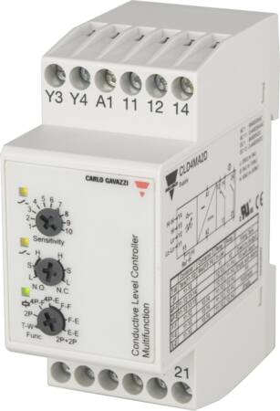 [9624017467] Niveauforstærkerrelæ 2 - 4 niveauer 24VAC/DC DIN-skinne 2 x 8A relæ B: 36mm