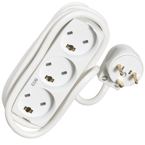 [1028008465] 3-stik EDB m/j 1,5m hvid