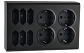 [7882600896] Stikkontakt påbyg Sort 4+6 Euro m/j