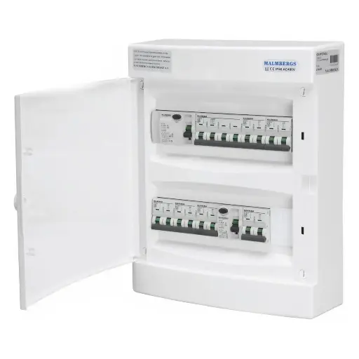 [2199962D] Færdigmonteret gruppetavle – 1x16A 3P+N + 1x10A 3P+N + 4x 10A 1P+N