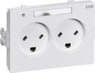 [1017035481] CLIC'LINE indsats stikkontakt dobbelt vandret EDB 2-pol med jord med lampe 230V hvid
