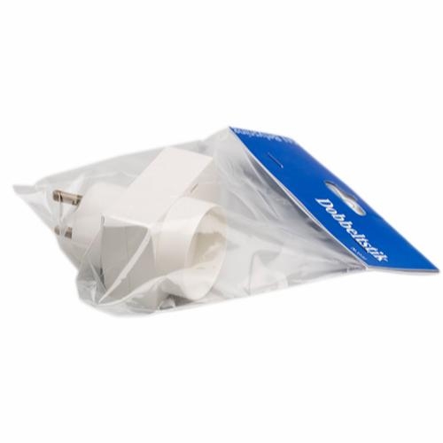 [793381] Dobbeltstik flad/rund hvid