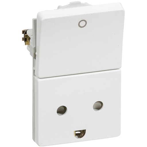 [1017036778] Fuga stikk. med jord/afbryder 1½m 2-pol - hvid