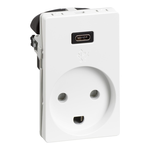[1017057621] FUGA® stikkontakt - DK jord + USB-C ladestik, Hvid