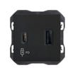 [7817204364] Simon 270 Dobbelt USB lader med quickcharge 3,1A Type A+C mat sort