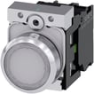 [7818226503] Lystrykknap 22 mm rund metal skinnende hvid flad momentan kontakt type med holder 1NO LED modul med