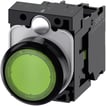 [7818226671] Lystrykknap 22 mm rund plastik grøn flad momentan kontakt type med holder 1NO LED modul